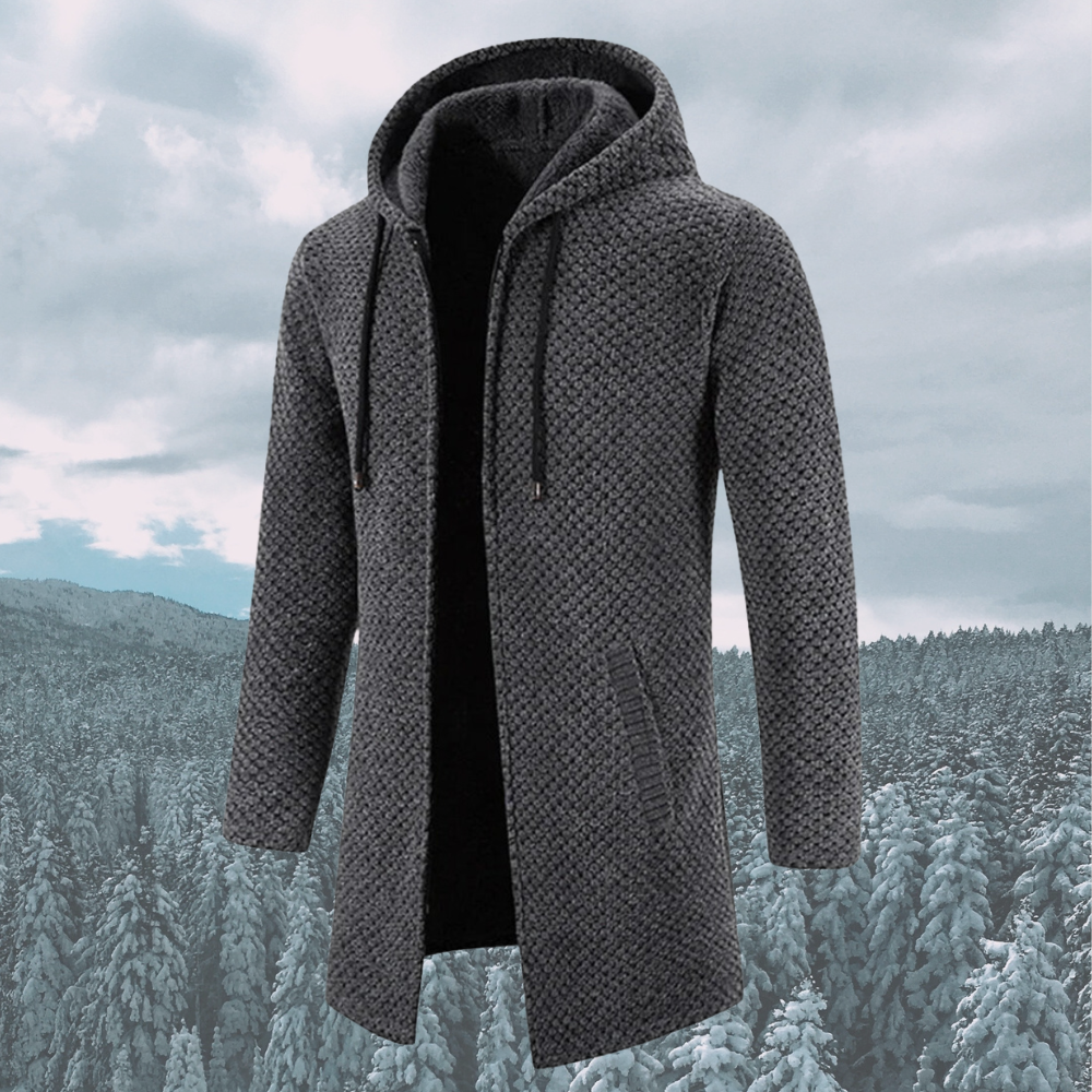 Thomas Hillas | Herren Strickmantel mit Kapuze
