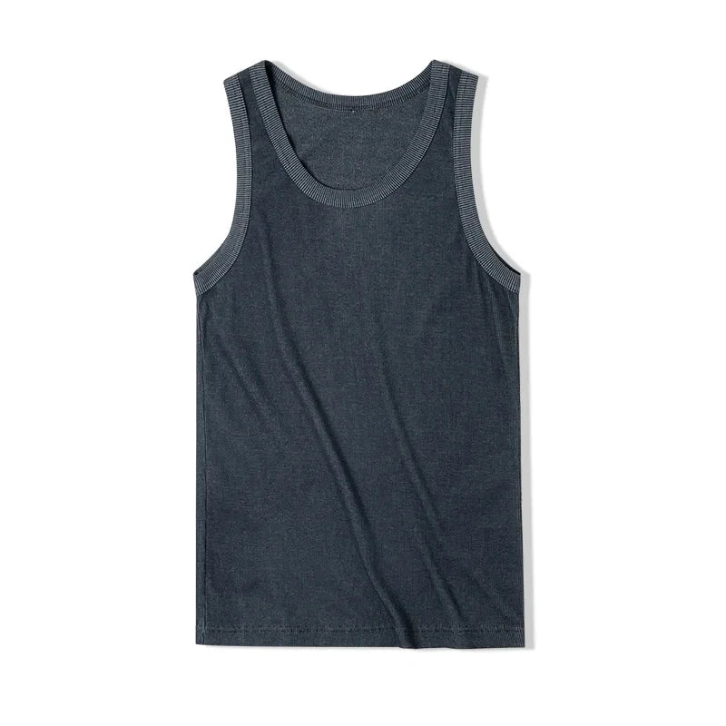 Thomas Hillas | Herren Tanktop ohne Ärmel – Schweres Rippmaterial, Slim Fit, Uni-Farbe – Sport & Freizeit