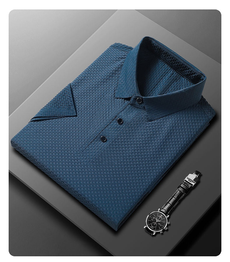 Thomas Hillas | Hochwertiges Eisseide Polo Herren Freizeit Kurzarm T-Shirt