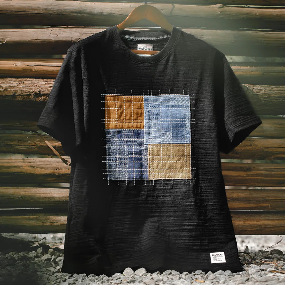 Thomas Hillas | Vintage Patchwork-Stil T-Shirt