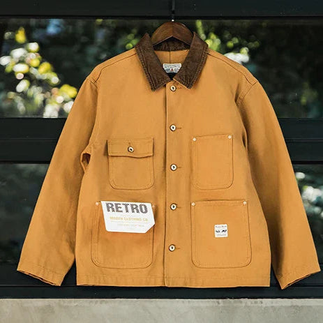 Thomas Hillas | Vintage Michigan Herren-Arbeitsjacke – Schwere Canvas-Jacke mit Mehrfachtaschen & Reverskragen