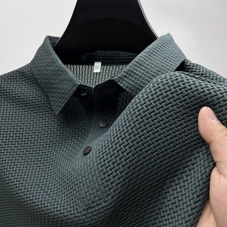 Thomas Hillas | Hochwertiges Eisseide Polo Herren Freizeit Kurzarm T-Shirt