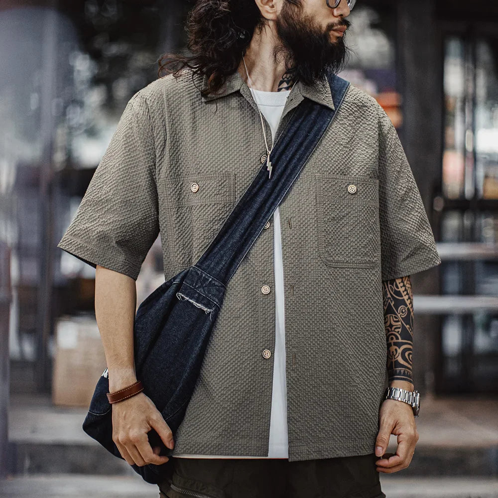 Thomas Hillas | Strukturiertes Oversized-Hemd mit Brusttaschen