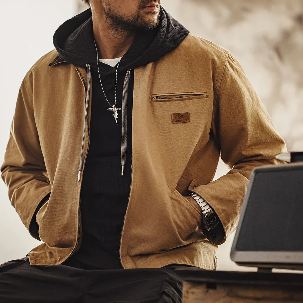 Thomas Hillas | Retro Canvas Handgenähte Herrenjacke
