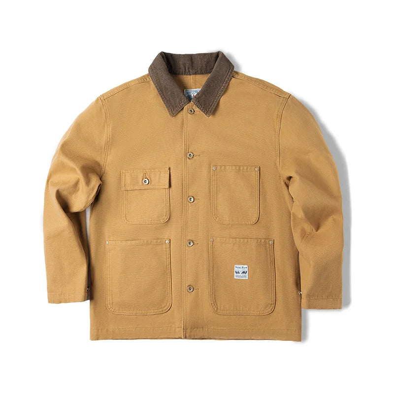 Thomas Hillas | Vintage Michigan Herren-Arbeitsjacke – Schwere Canvas-Jacke mit Mehrfachtaschen & Reverskragen