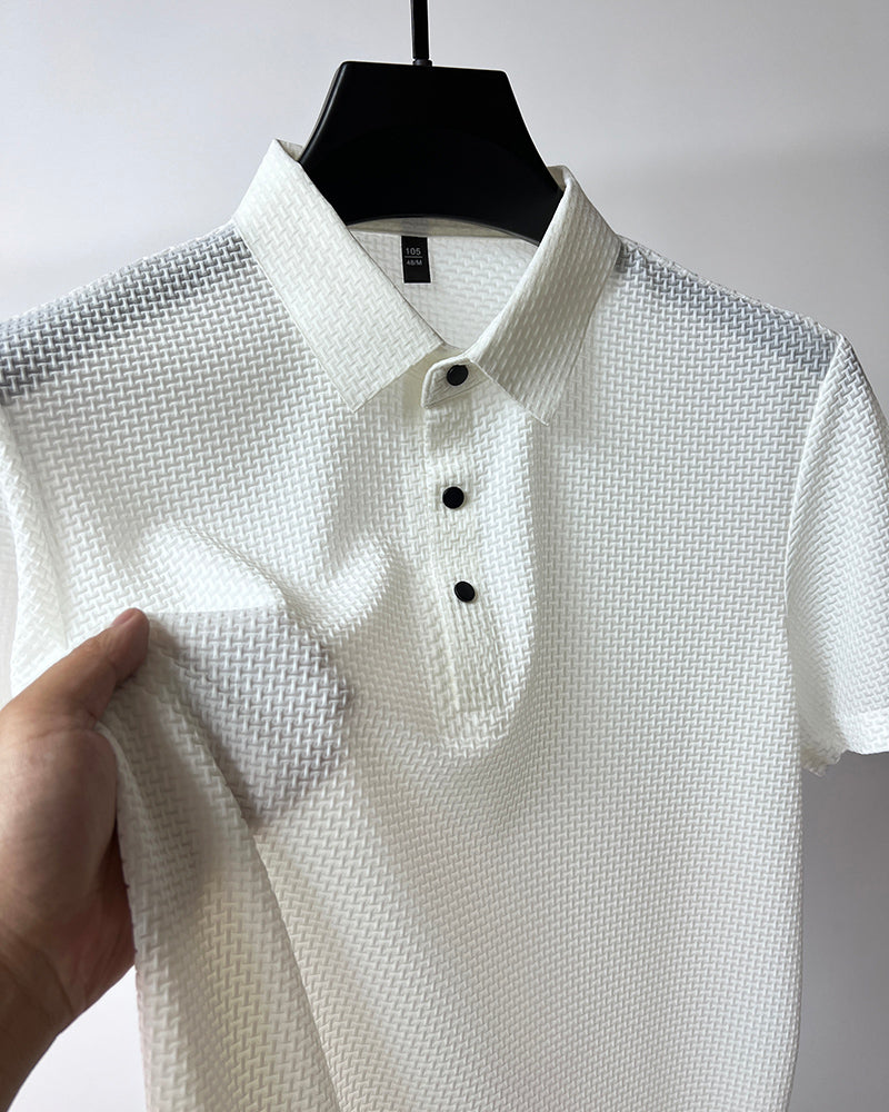 Thomas Hillas | Hochwertiges Eisseide Polo Herren Freizeit Kurzarm T-Shirt