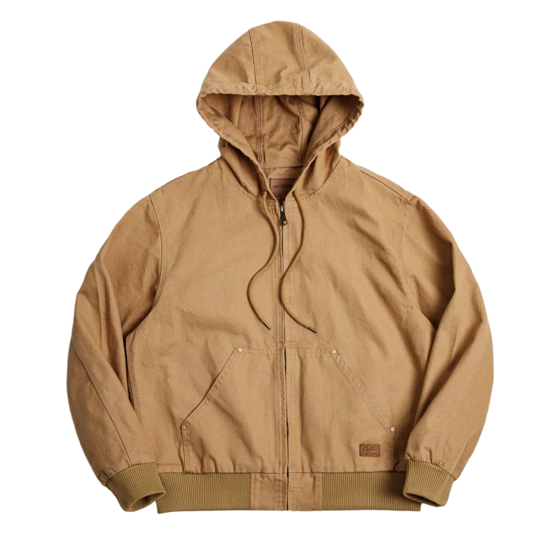 Thomas Hillas | Vintage J130 Herrenjacke – Schwere Canvas-Kapuzenjacke mit Reißverschluss, Kurzschnitt & Unifarbe