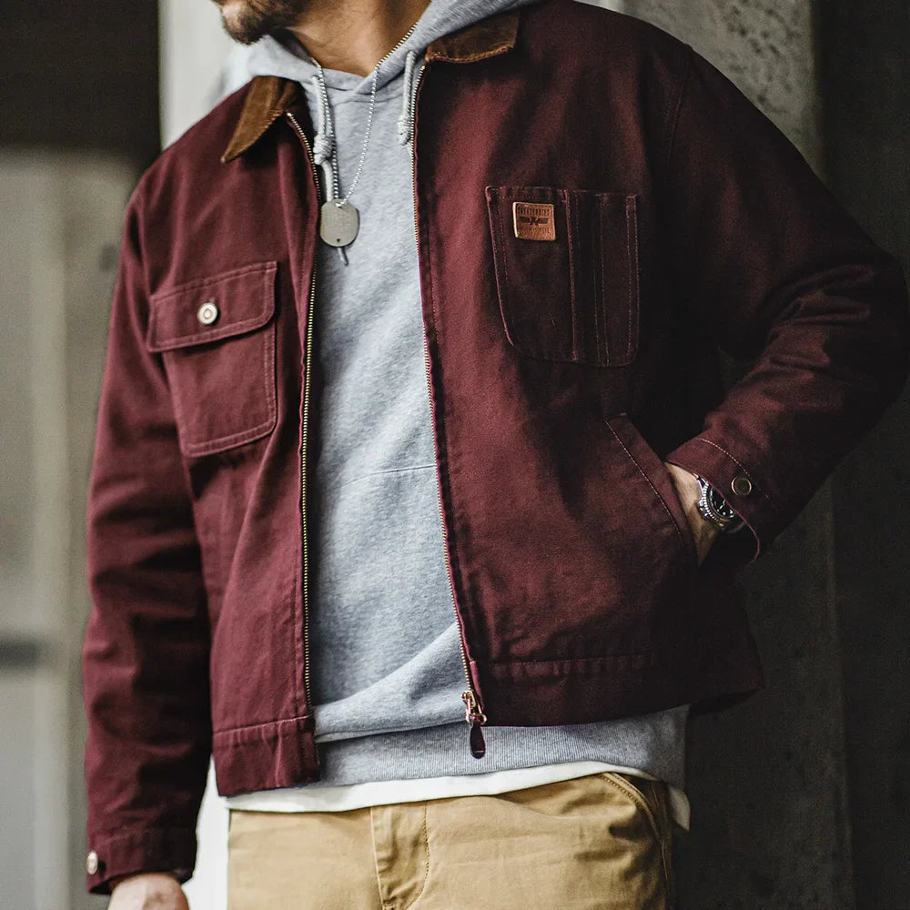 Thomas Hillas | Hunting Kurzjacke mit Cordkragen und Reißverschluss