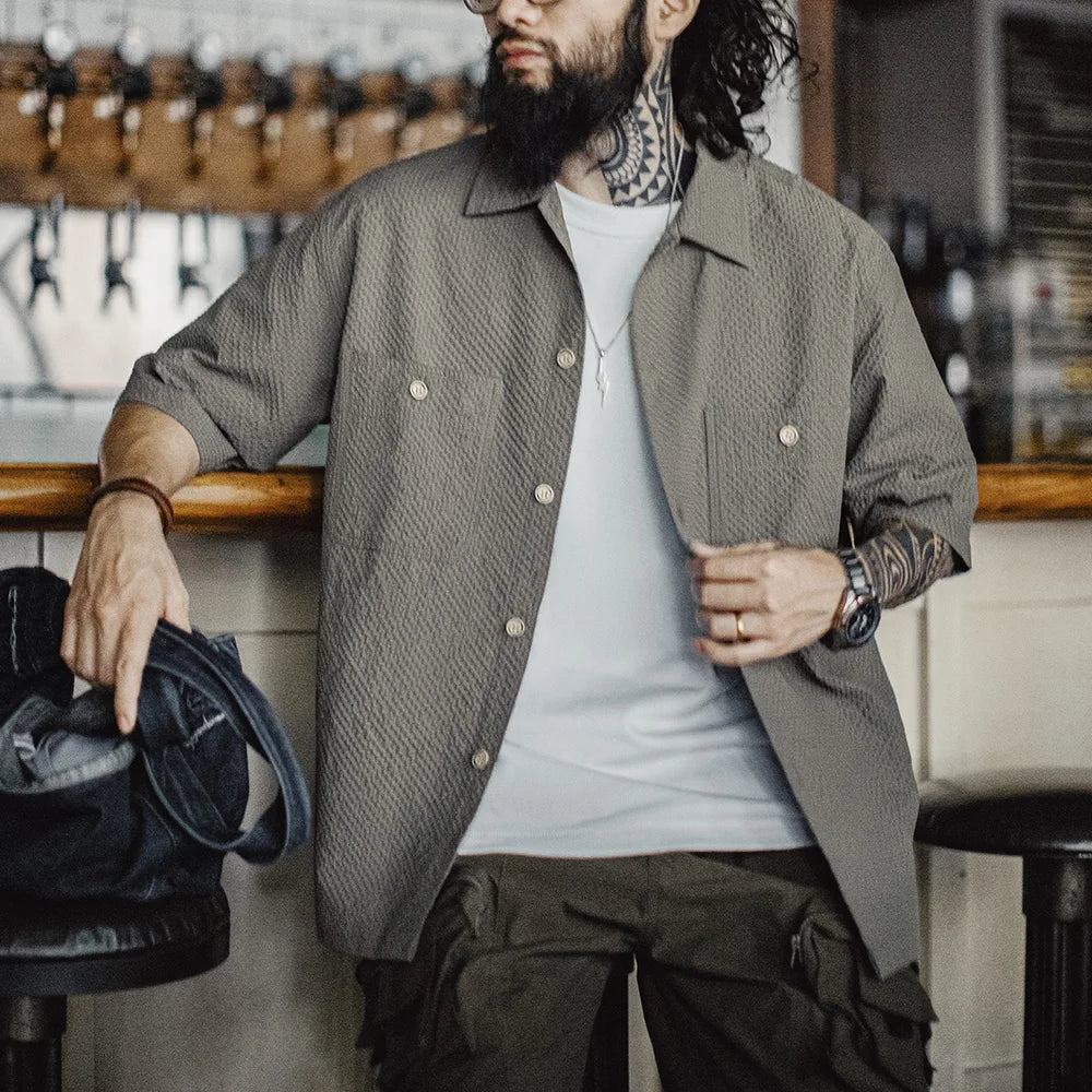 Thomas Hillas | Strukturiertes Oversized-Hemd mit Brusttaschen