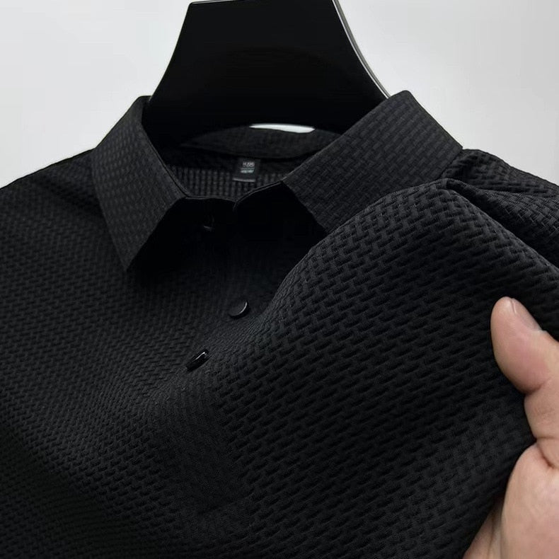 Thomas Hillas | Hochwertiges Eisseide Polo Herren Freizeit Kurzarm T-Shirt