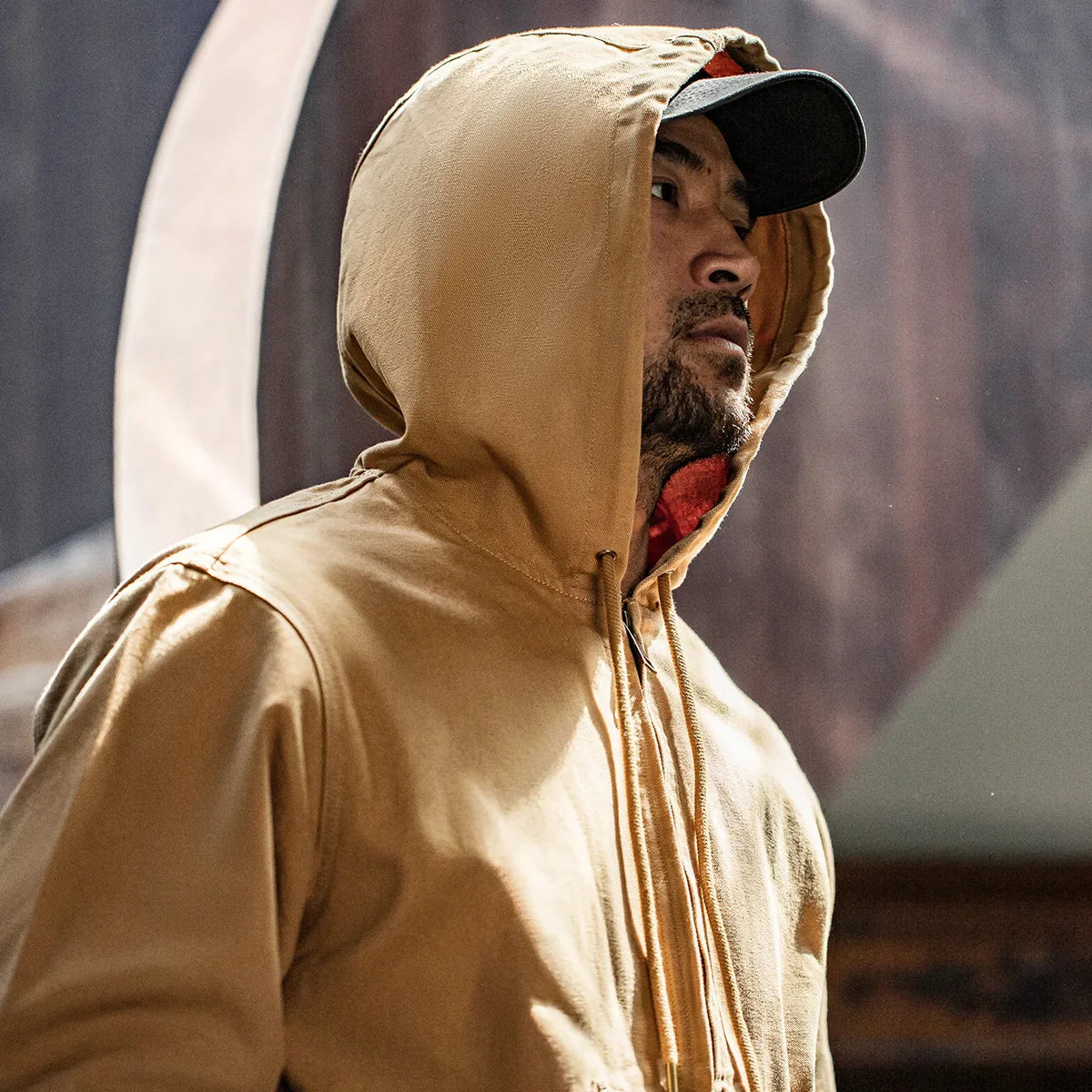 Thomas Hillas | Vintage J130 Herrenjacke – Schwere Canvas-Kapuzenjacke mit Reißverschluss, Kurzschnitt & Unifarbe