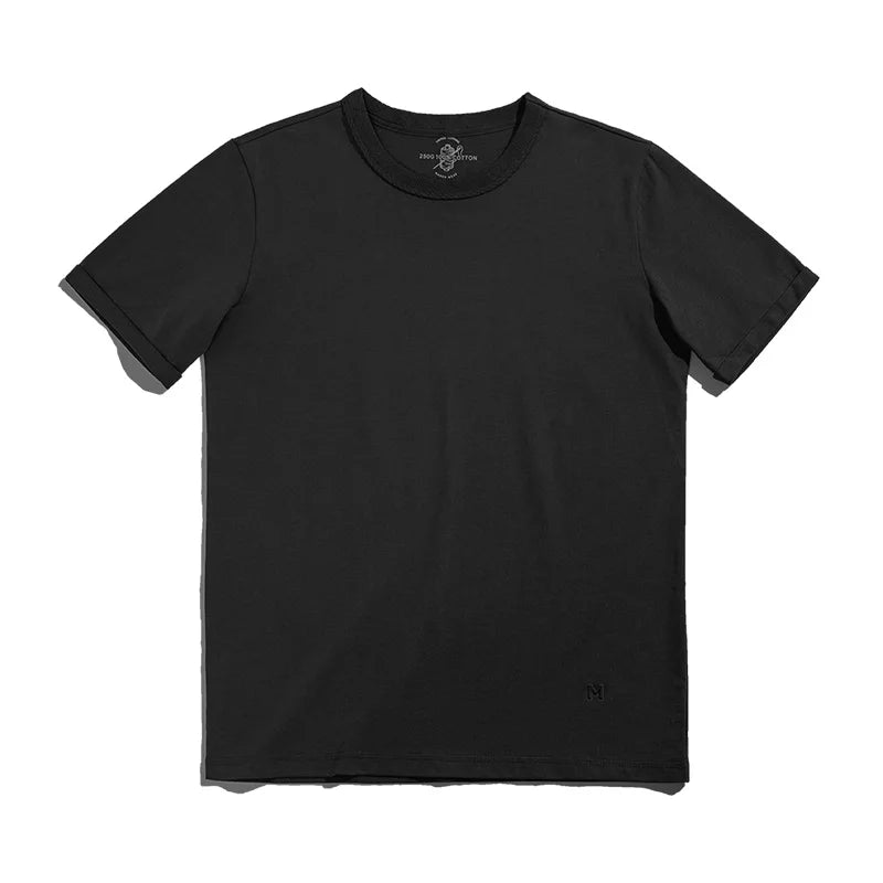 Thomas Hillas | 100% Baumwolle Rundhals-T-Shirt mit umgeschlagenen Ärmelkanten