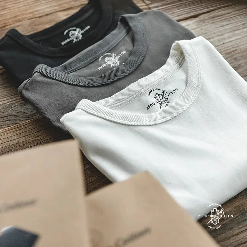 Thomas Hillas | 100% Baumwolle Rundhals-T-Shirt mit umgeschlagenen Ärmelkanten