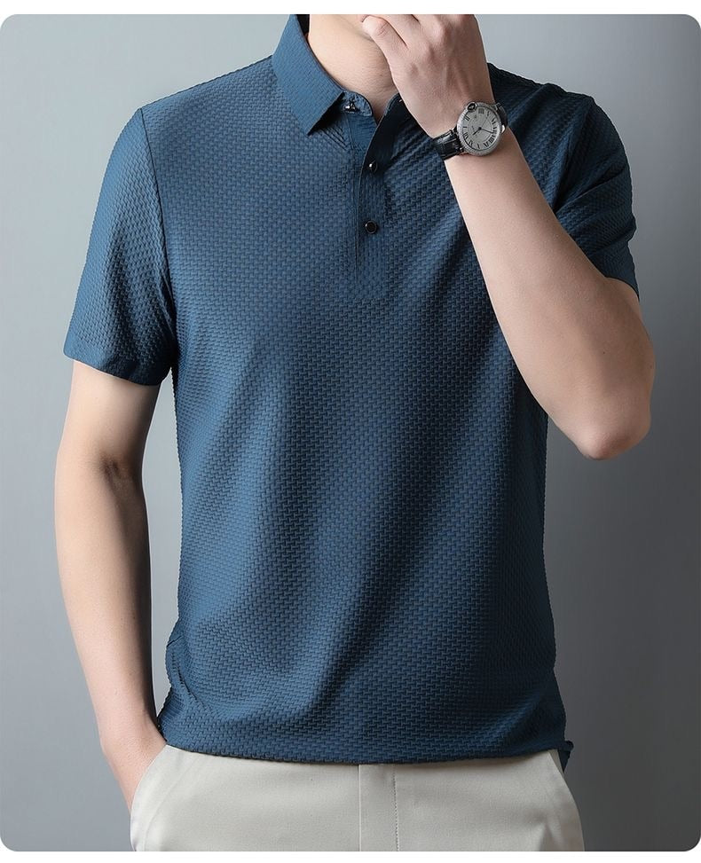 Thomas Hillas | Hochwertiges Eisseide Polo Herren Freizeit Kurzarm T-Shirt