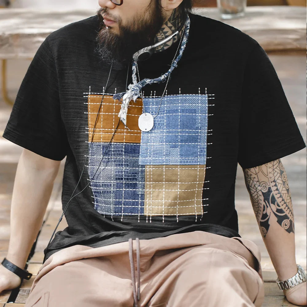 Thomas Hillas | Vintage Patchwork-Stil T-Shirt