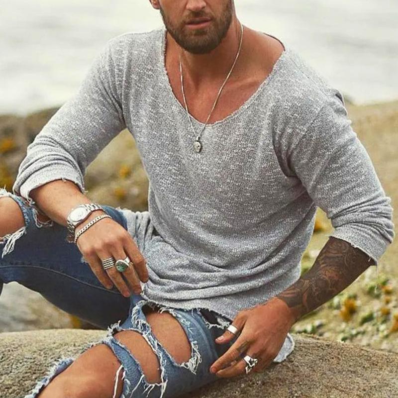 Thomas Hillas | Herren Longsleeve Shirt mit Raw-Edge Look
