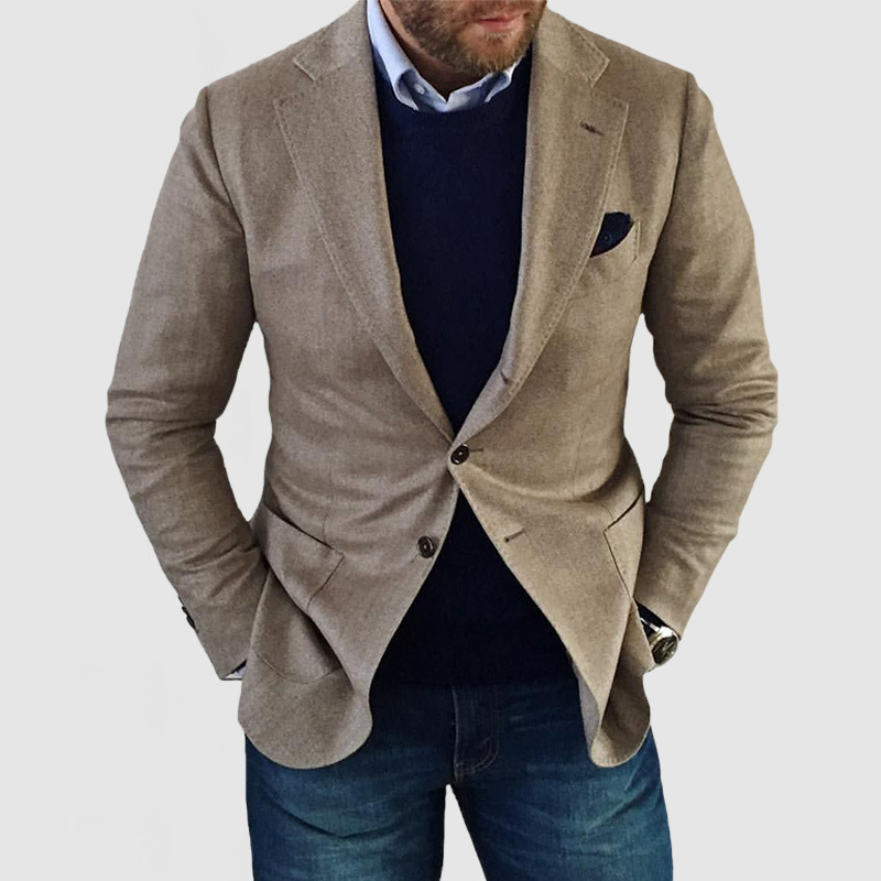 Thomas Hillas | Herren-strickjacke mit lässigen knöpfen, taschen und reverskragen, einfarbig, langärmelig