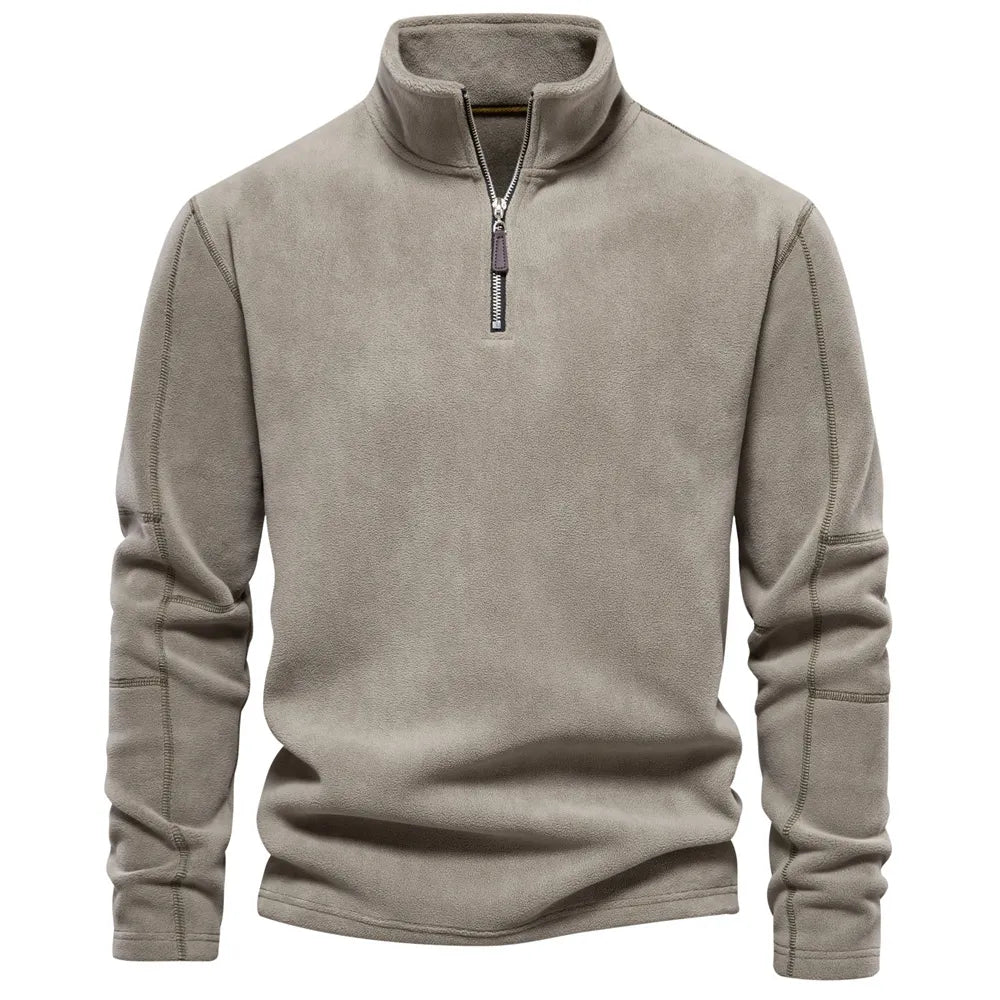 Thomas Hillas | Fleece-Pullover mit Reißverschlusskragen
