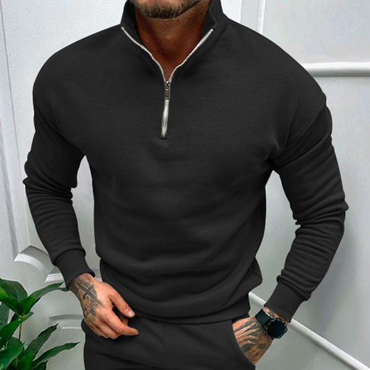 Thomas Hillas | Fleece-Pullover mit Reißverschlusskragen