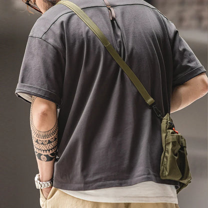 Thomas Hillas | Oversized T-Shirt mit Kontrast-Brusttasche & Karabiner