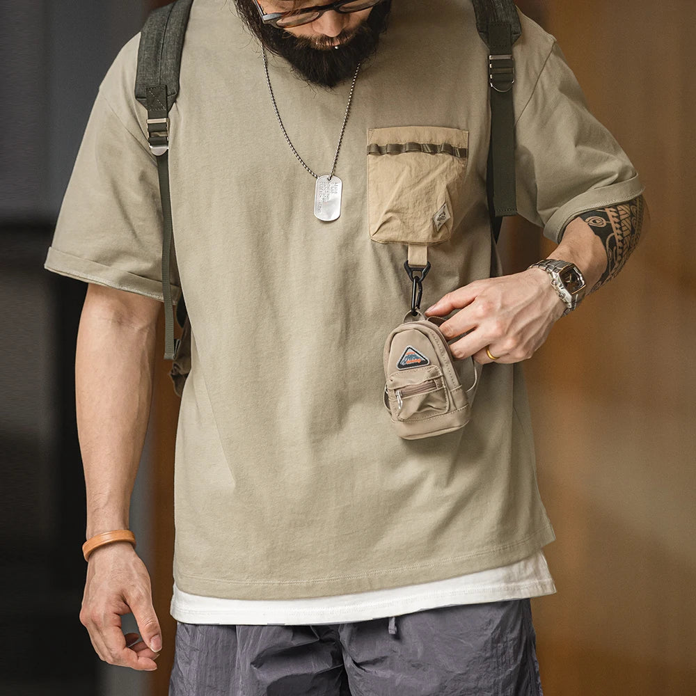 Thomas Hillas | Oversized T-Shirt mit Kontrast-Brusttasche & Karabiner