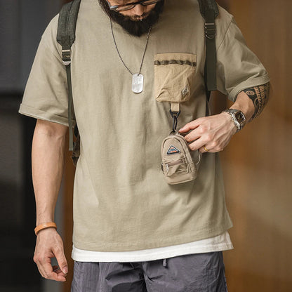 Thomas Hillas | Oversized T-Shirt mit Kontrast-Brusttasche & Karabiner