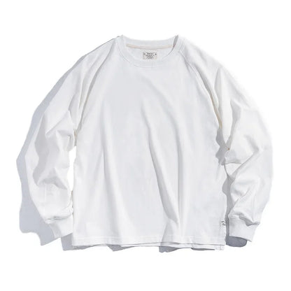 Thomas Hillas | Herren Vintage Langarmshirt – Retro Basic Tee aus Baumwolle, Uni-Farbe, College-Stil, Sportlich & Casual