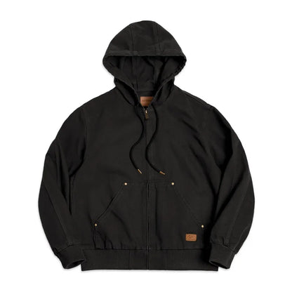 Thomas Hillas |  Vintage J130 Herrenjacke – Schwere Canvas-Kapuzenjacke mit Reißverschluss, Kurzschnitt & Unifarbe