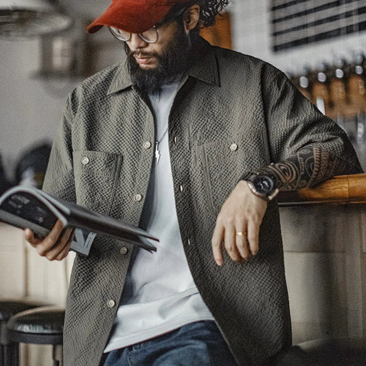 Thomas Hillas | Strukturiertes Oversized-Hemd mit Brusttaschen