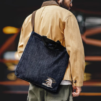Thomas Hillas | Retro 14oz Denim Umhängetasche – Unisex Schultertasche im Vintage-Look