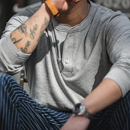 Thomas Hillas | Langarm Henley Shirt für Herren