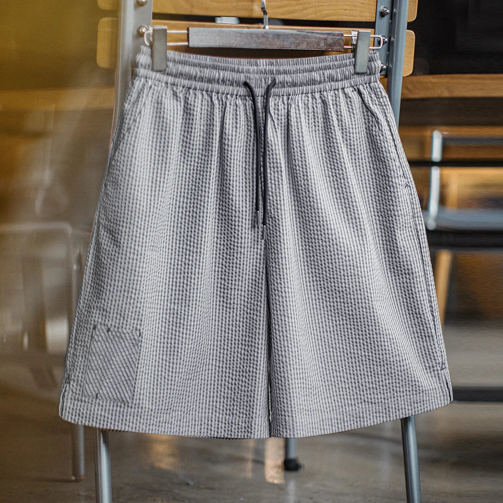 Thomas Hillas | Strukturierte Seersucker-Shorts mit Nadelstreifen