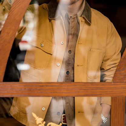 Thomas Hillas | Vintage Michigan Herren-Arbeitsjacke – Schwere Canvas-Jacke mit Mehrfachtaschen & Reverskragen