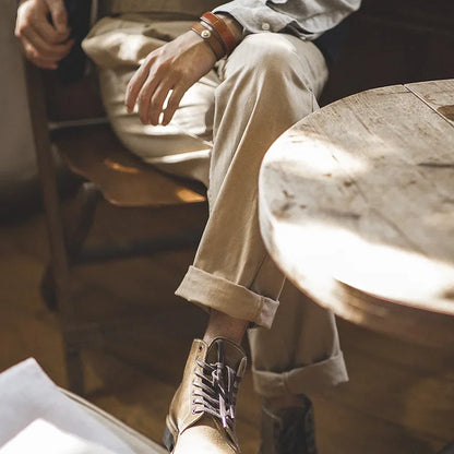 Thomas Hillas | Vintage Khaki Gurkha-Hose für Herren – Verstellbare High-Waist Cargo-Arbeitshose mit geradem Bein