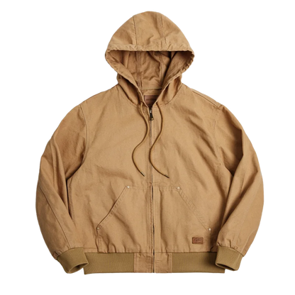 Thomas Hillas |  Vintage J130 Herrenjacke – Schwere Canvas-Kapuzenjacke mit Reißverschluss, Kurzschnitt & Unifarbe
