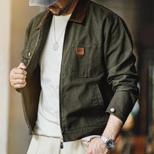 Thomas Hillas | Hunting Kurzjacke mit Cordkragen und Reißverschluss