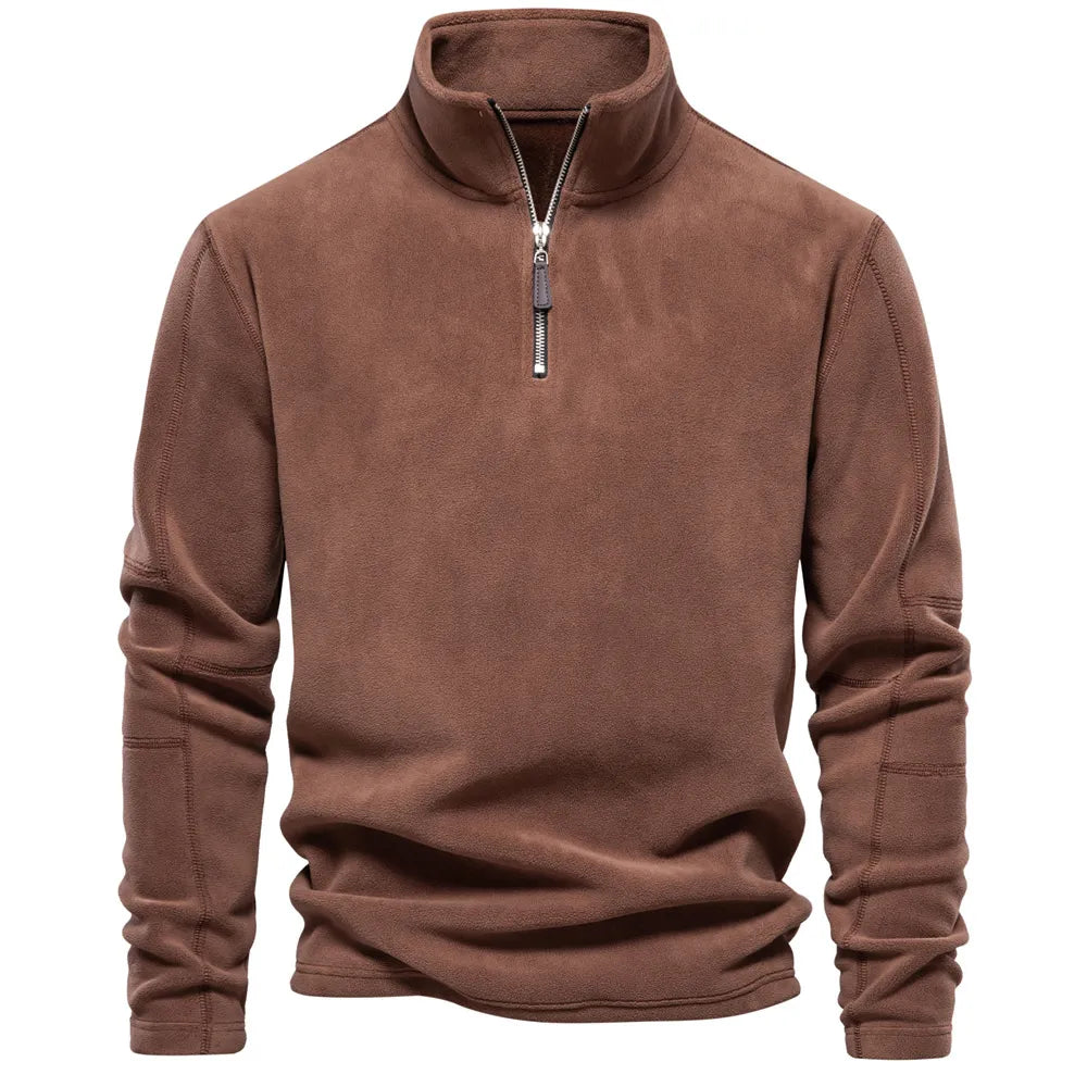 Thomas Hillas | Fleece-Pullover mit Reißverschlusskragen