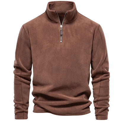 Thomas Hillas | Fleece-Pullover mit Reißverschlusskragen
