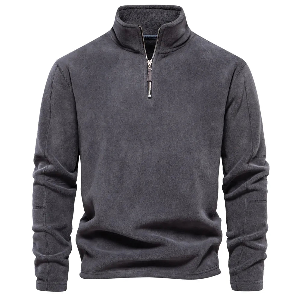 Thomas Hillas | Fleece-Pullover mit Reißverschlusskragen