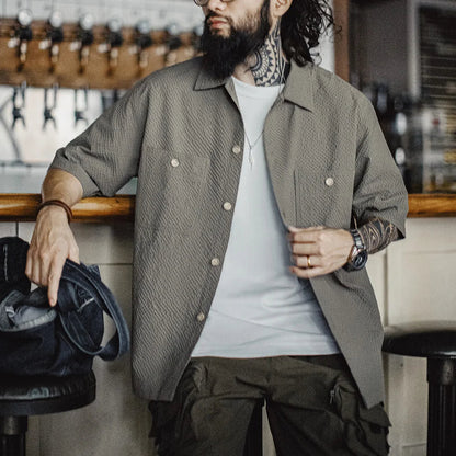 Thomas Hillas | Strukturiertes Oversized-Hemd mit Brusttaschen