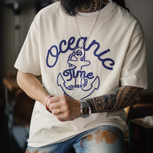 Thomas Hillas | Vintage T-Shirt "Oceanic Time“ – Maritimer Vintage-Style