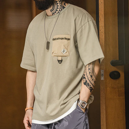 Thomas Hillas | Oversized T-Shirt mit Kontrast-Brusttasche & Karabiner