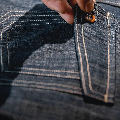Thomas Hillas | Retro Robustes Denim-Hemd mit Kontrastnähten