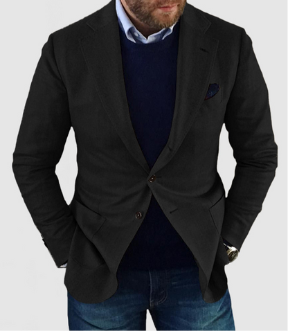 Thomas Hillas | Herren-strickjacke mit lässigen knöpfen, taschen und reverskragen, einfarbig, langärmelig