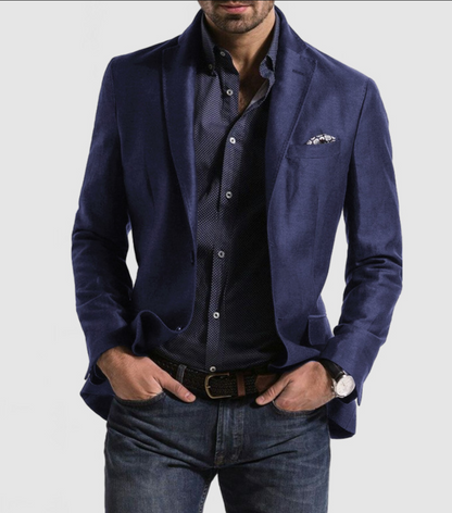 Thomas Hillas | Herren-strickjacke mit lässigen knöpfen, taschen und reverskragen, einfarbig, langärmelig