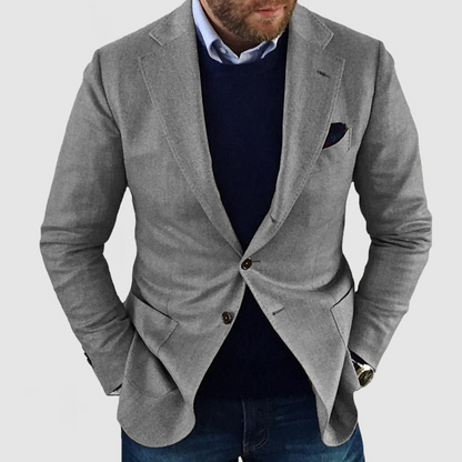 Thomas Hillas | Herren-strickjacke mit lässigen knöpfen, taschen und reverskragen, einfarbig, langärmelig