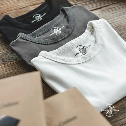 Thomas Hillas | 100% Baumwolle Rundhals-T-Shirt mit umgeschlagenen Ärmelkanten