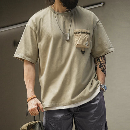 Thomas Hillas | Oversized T-Shirt mit Kontrast-Brusttasche & Karabiner