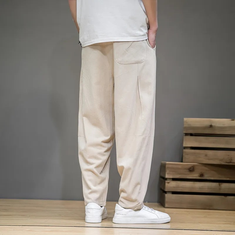 Thomas Hillas | Taupefarbene Lässige Leinenhose