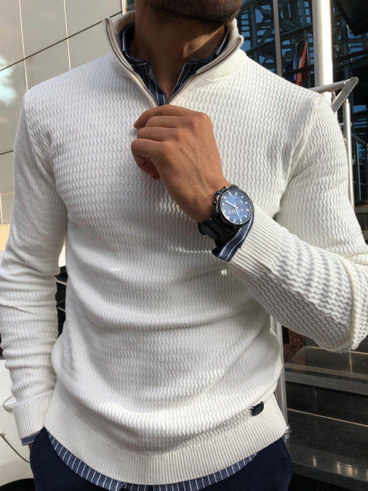 Thomas Hillas | Herren Strickpullover mit Reißverschlusskragen